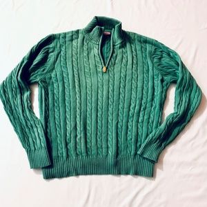 Vineyard Vines Men's Green Cable Knit Sweater